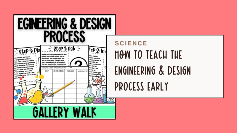 Engineering and design process activities for middle schoolers with STEM stations and a student recording sheet